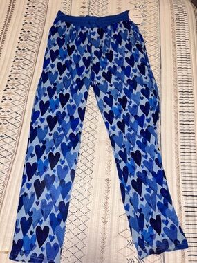 Little Sleepies men’s Blue Heart-Print Lounge Pants size large NWT